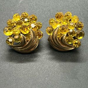 Signed Crown Trifari Citrine Earrings